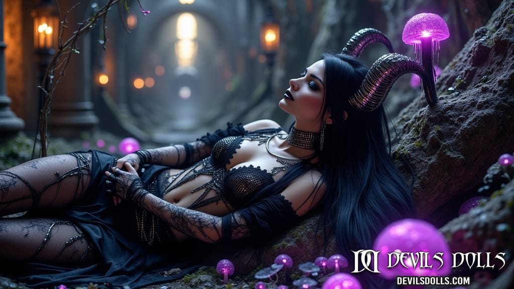 08-10-26 - Sleeping devil doll Nicole with purple lights - DEVILS DOLLS - NEWS BLOG  - Devils Dolls
